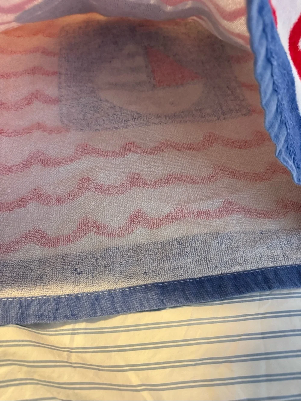 Kids Hooded Beach Towel Poncho - Red & Blue Whale Design